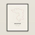 Uruapan, Michoacán de Ocampo map print — exact INEGI boundary
