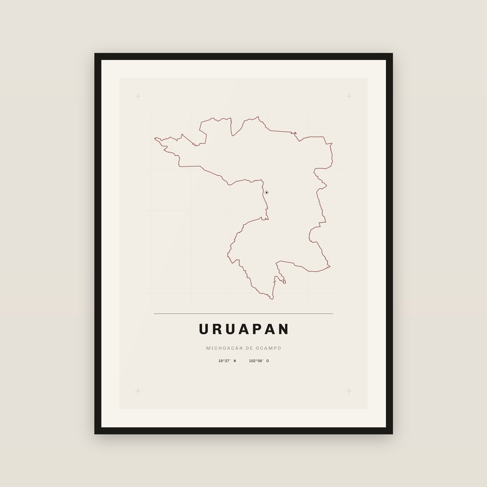 Uruapan, Michoacán de Ocampo map print — exact INEGI boundary