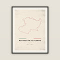 Michoacán de Ocampo map print — exact INEGI boundary