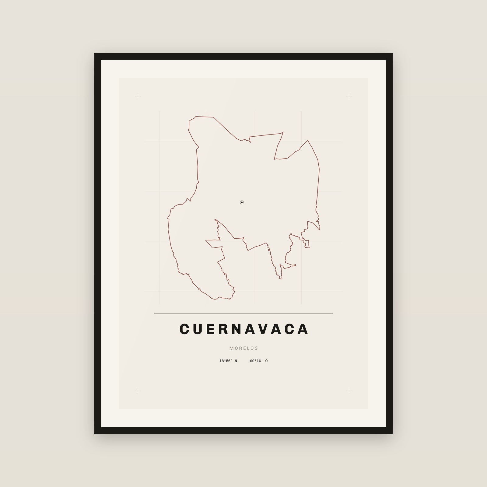 Cuernavaca, Morelos map print — exact INEGI boundary
