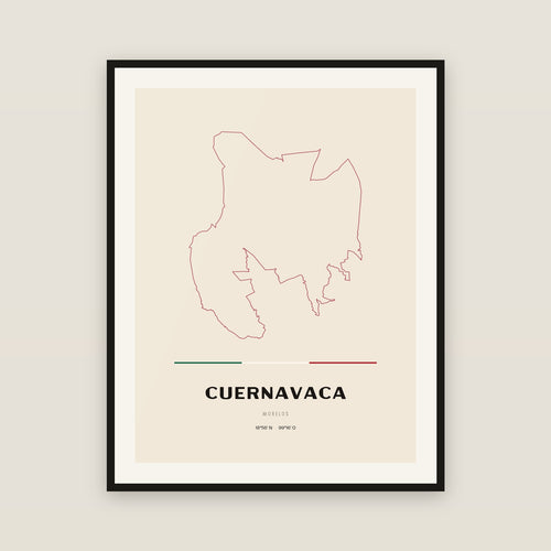 Cuernavaca, Morelos map print — exact INEGI boundary