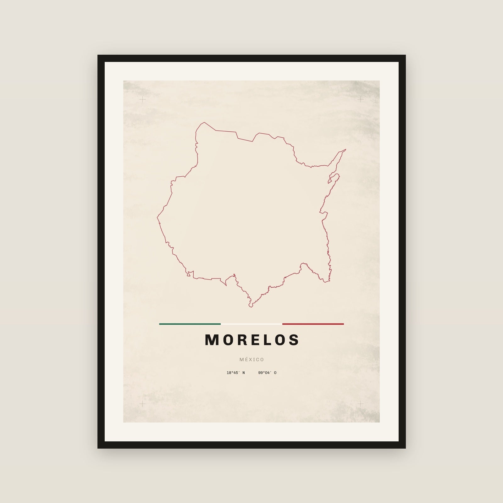 Morelos map print — exact INEGI boundary