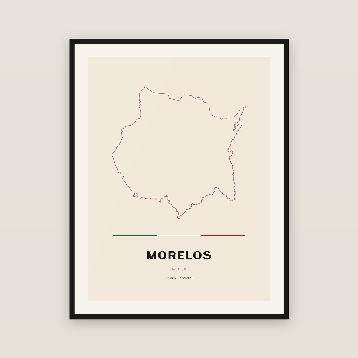 Morelos map print — exact INEGI boundary