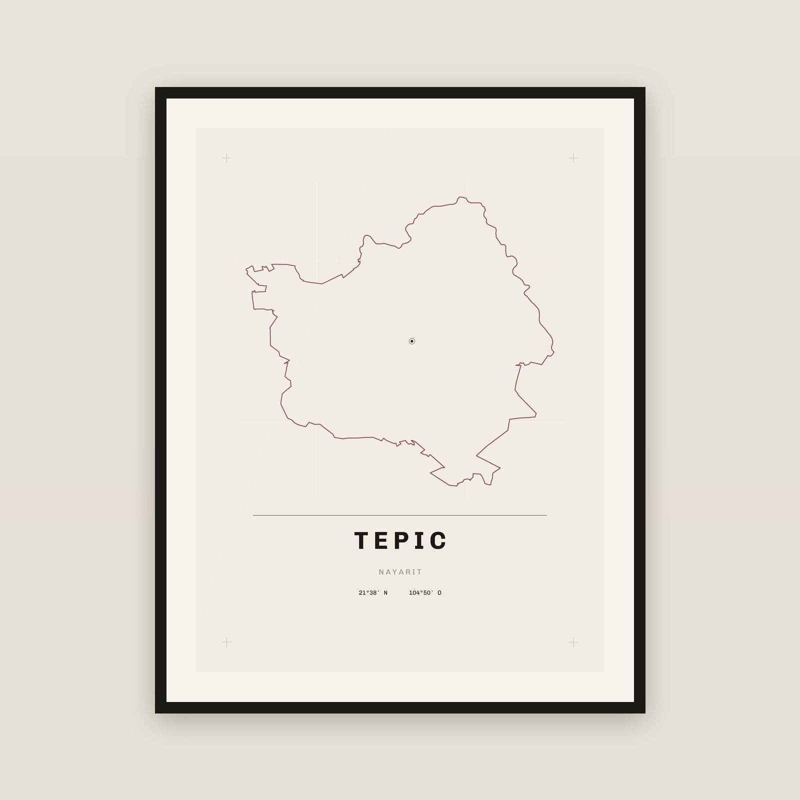 Tepic, Nayarit map print — exact INEGI boundary