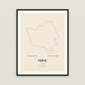 Tepic, Nayarit map print — exact INEGI boundary