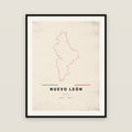 Nuevo León map print — exact INEGI boundary