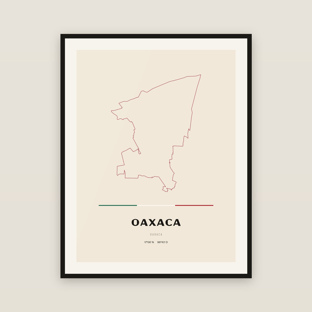 Oaxaca de Juárez, Oaxaca map print — exact INEGI boundary
