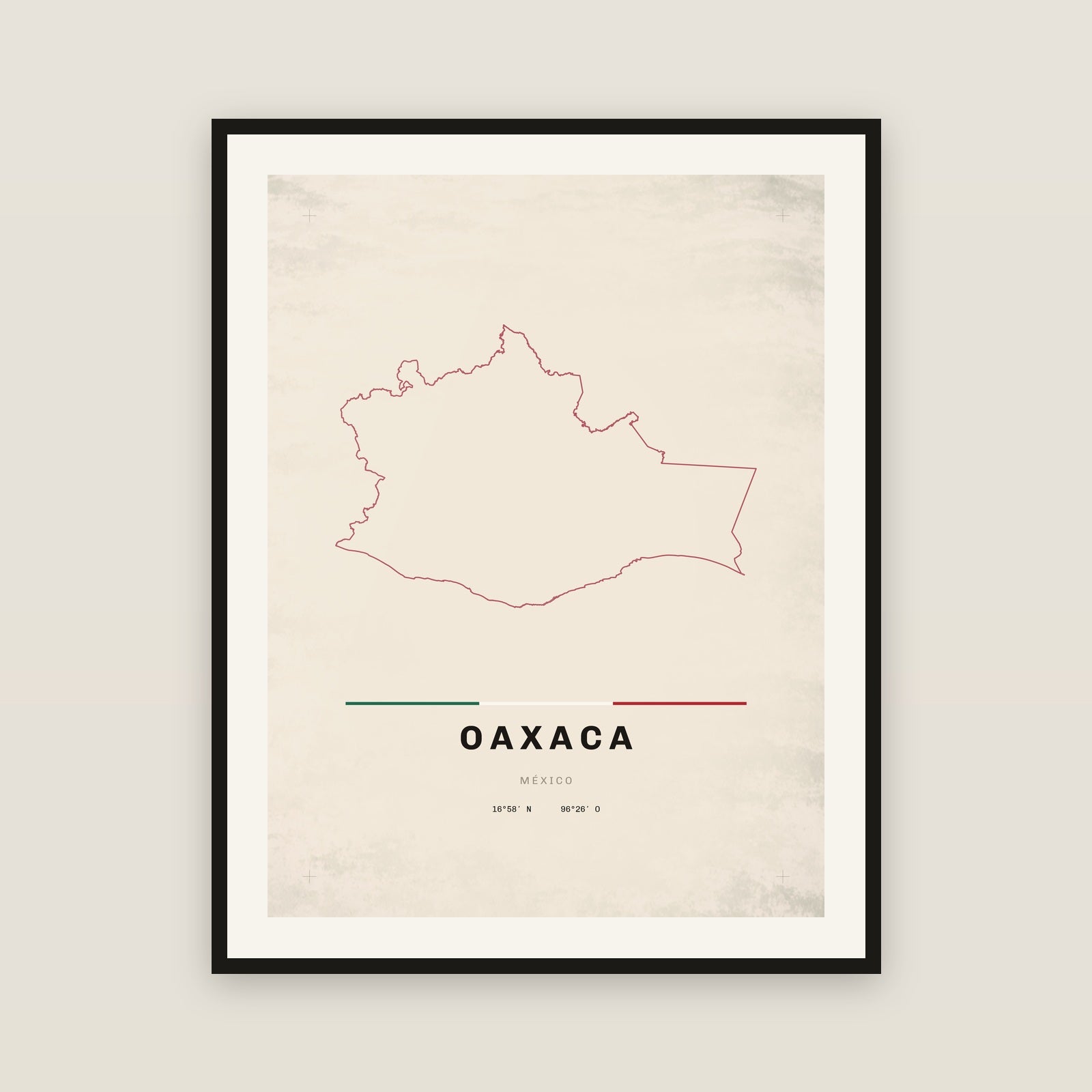Oaxaca map print — exact INEGI boundary