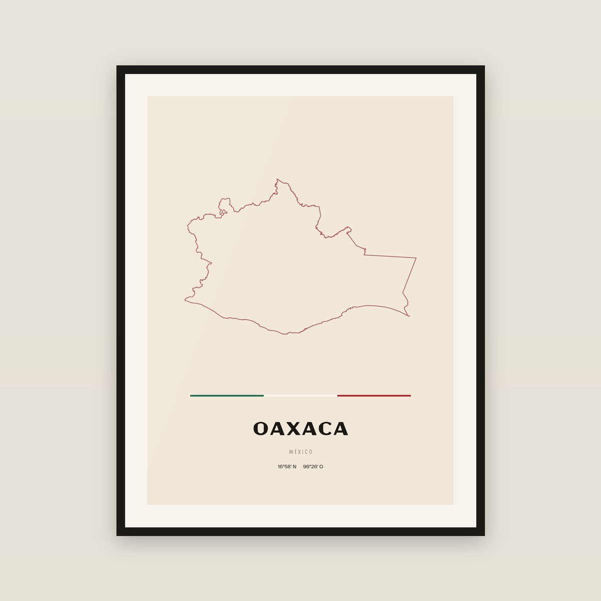 Oaxaca map print — exact INEGI boundary