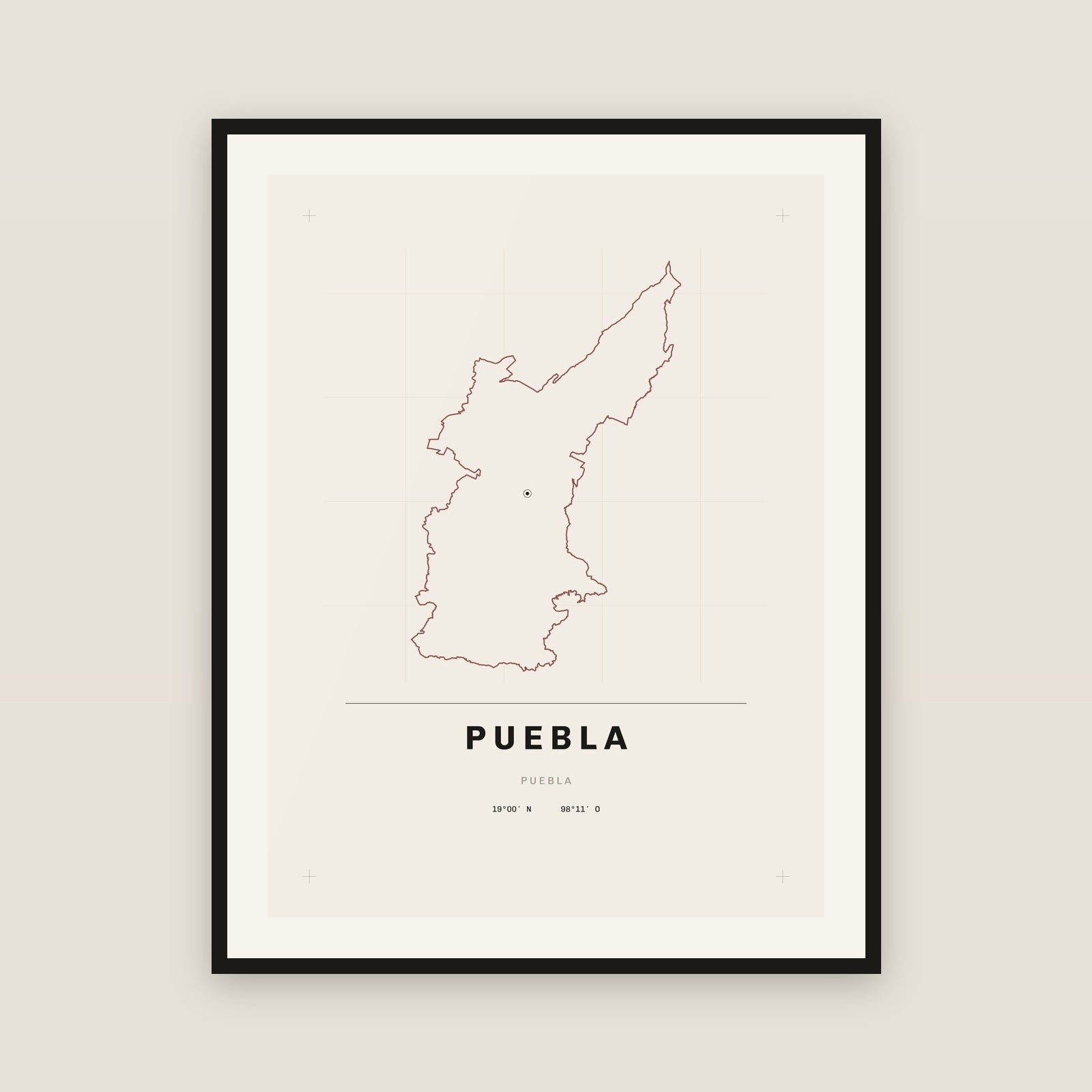 Puebla, Puebla map print — exact INEGI boundary