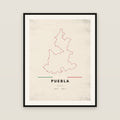 Puebla map print — exact INEGI boundary