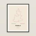 Puebla map print — exact INEGI boundary