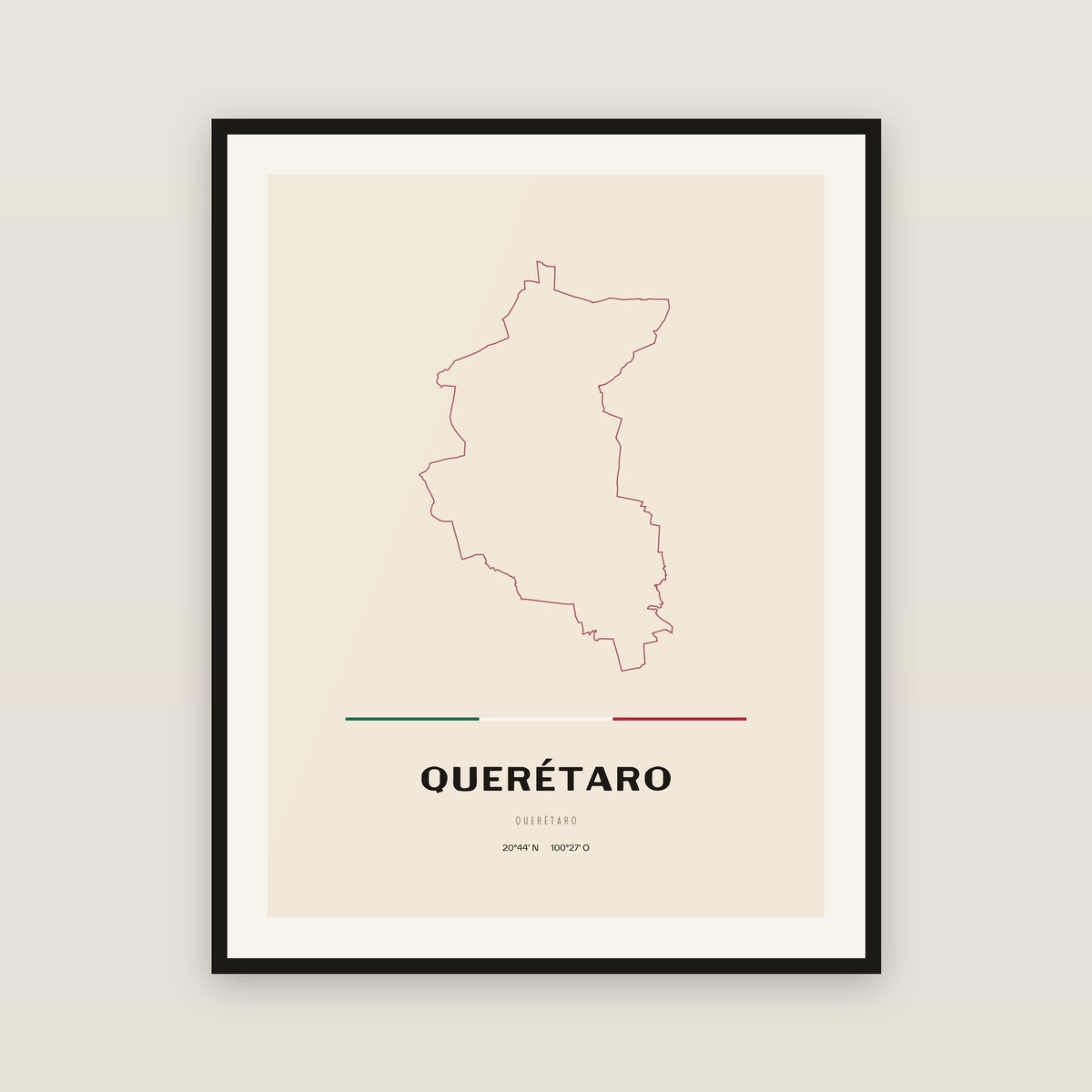 Querétaro, Querétaro map print — exact INEGI boundary