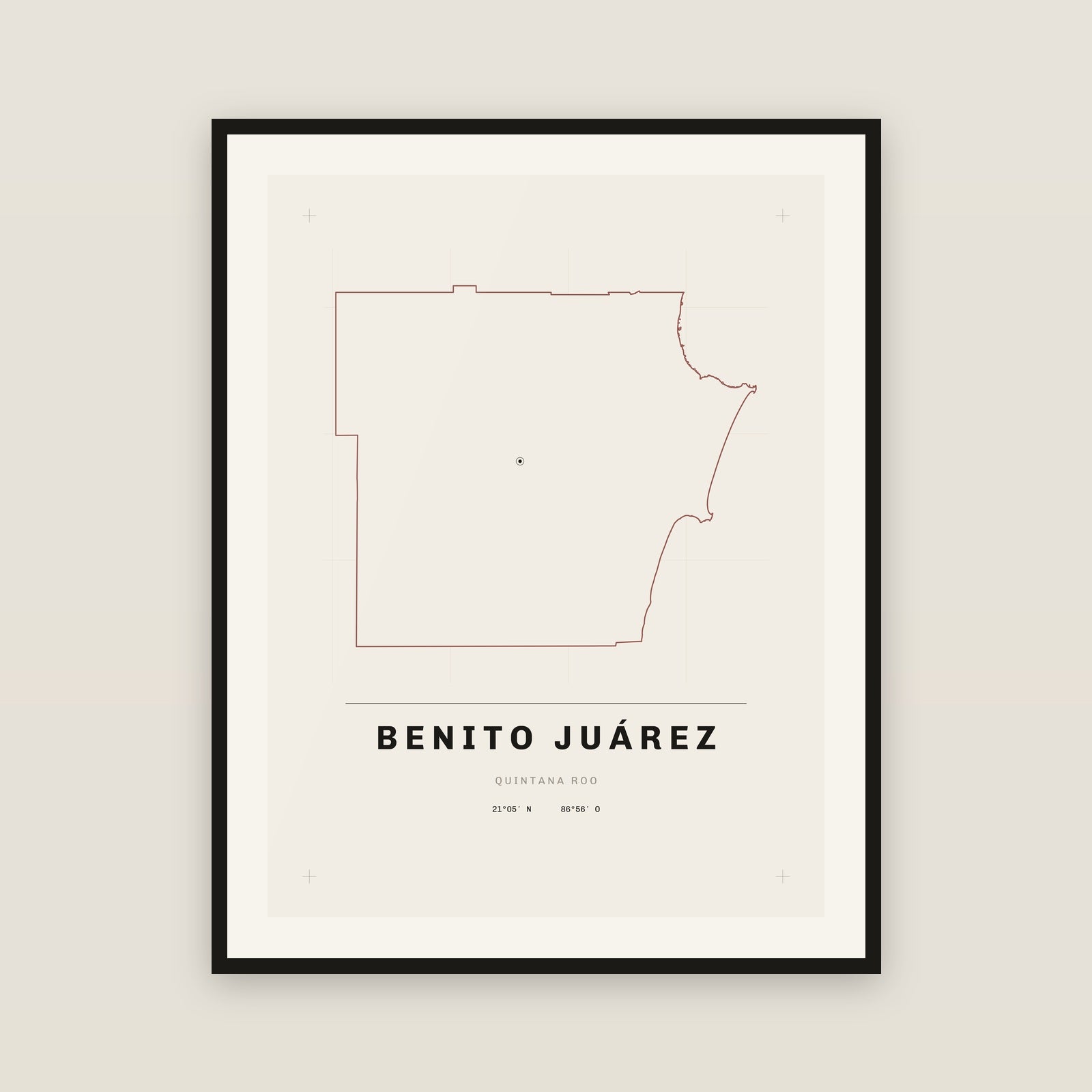 Benito Juárez, Quintana Roo map print — exact INEGI boundary