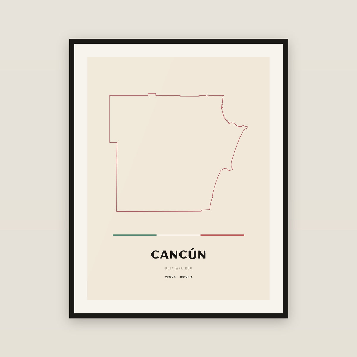 Benito Juárez, Quintana Roo map print — exact INEGI boundary