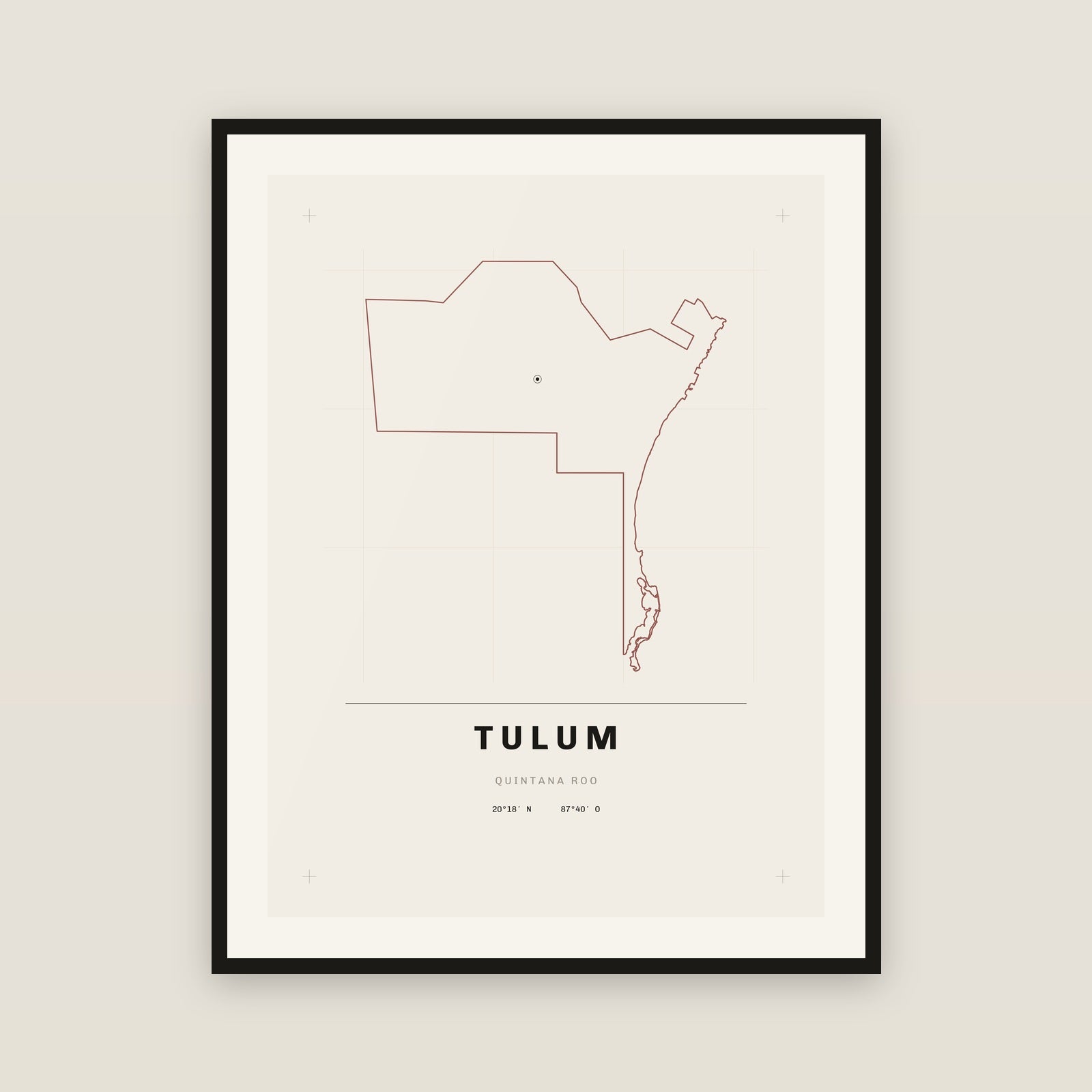 Tulum, Quintana Roo map print — exact INEGI boundary