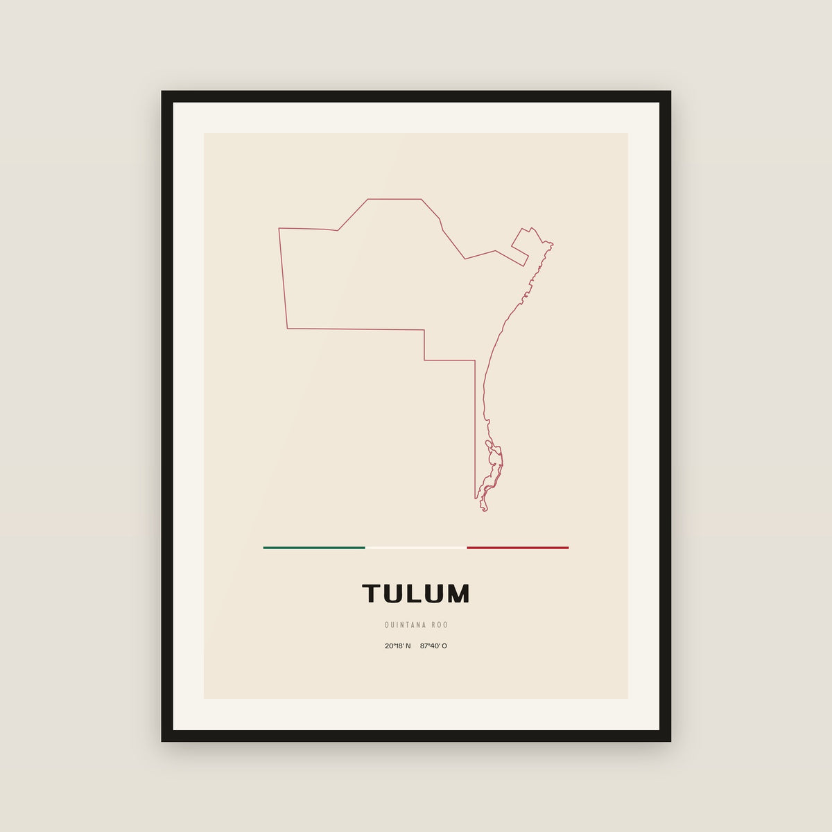 Tulum, Quintana Roo map print — exact INEGI boundary