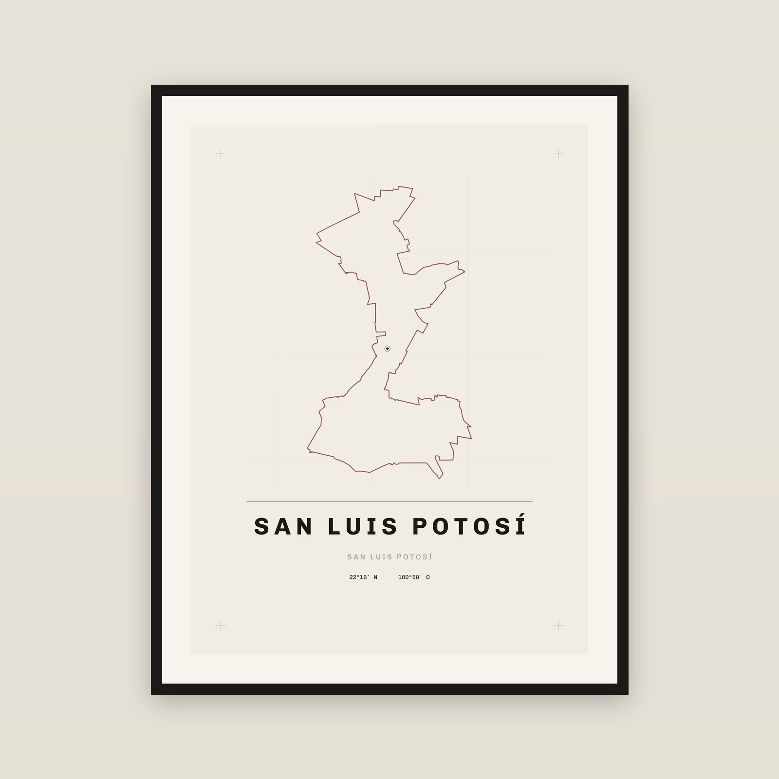 San Luis Potosí, San Luis Potosí map print — exact INEGI boundary