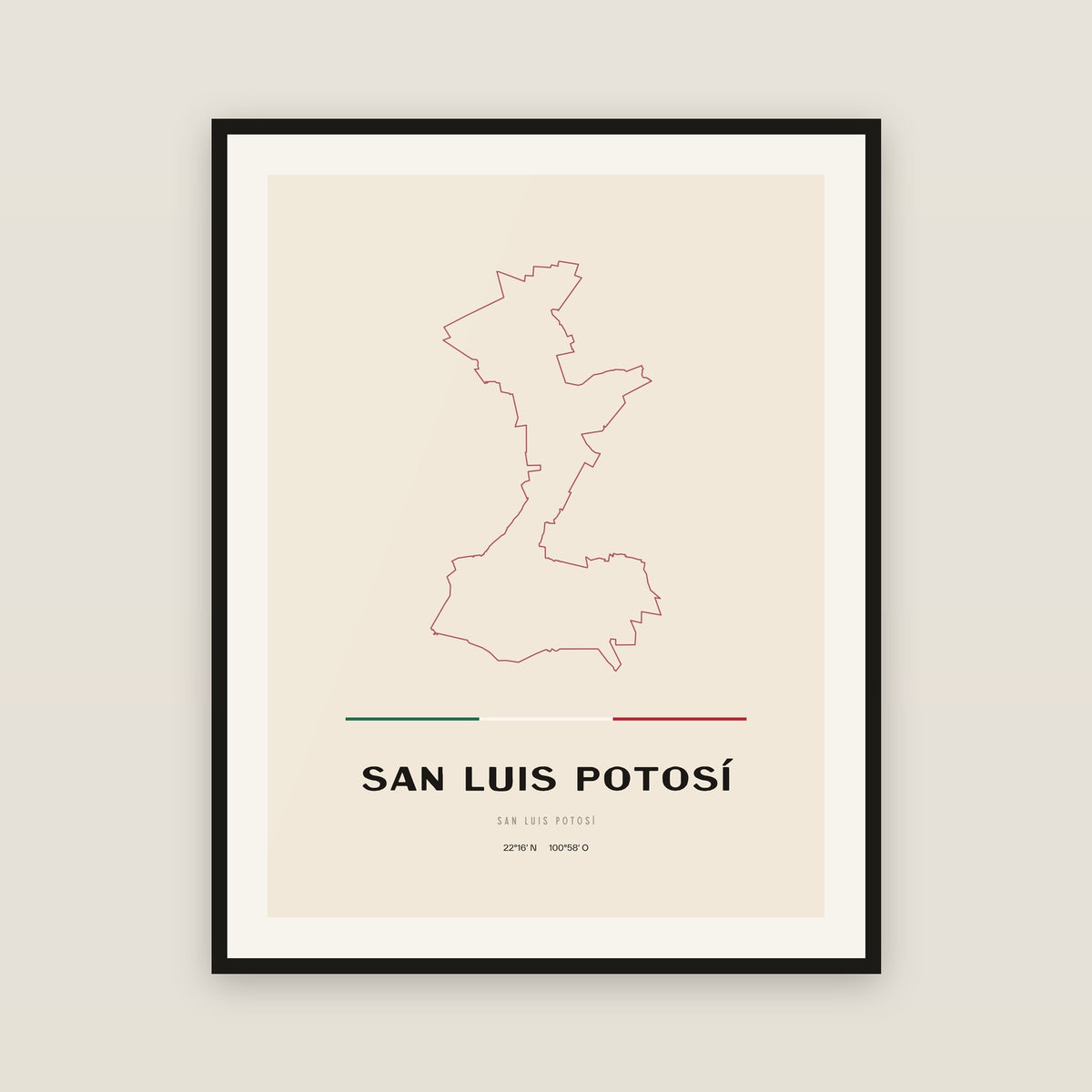 San Luis Potosí, San Luis Potosí map print — exact INEGI boundary