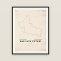 San Luis Potosí map print — exact INEGI boundary