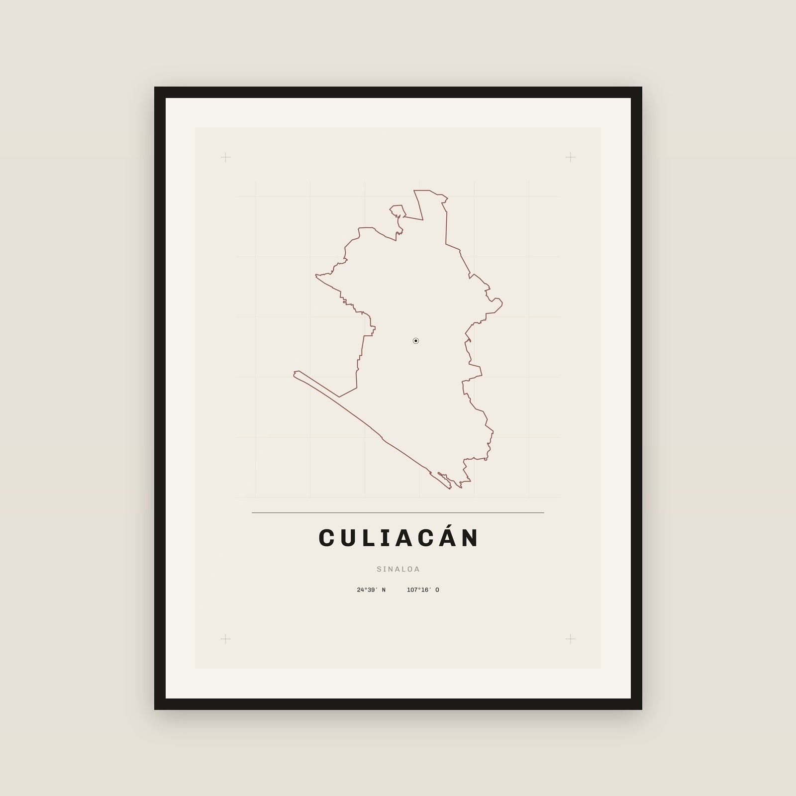 Culiacán, Sinaloa map print — exact INEGI boundary