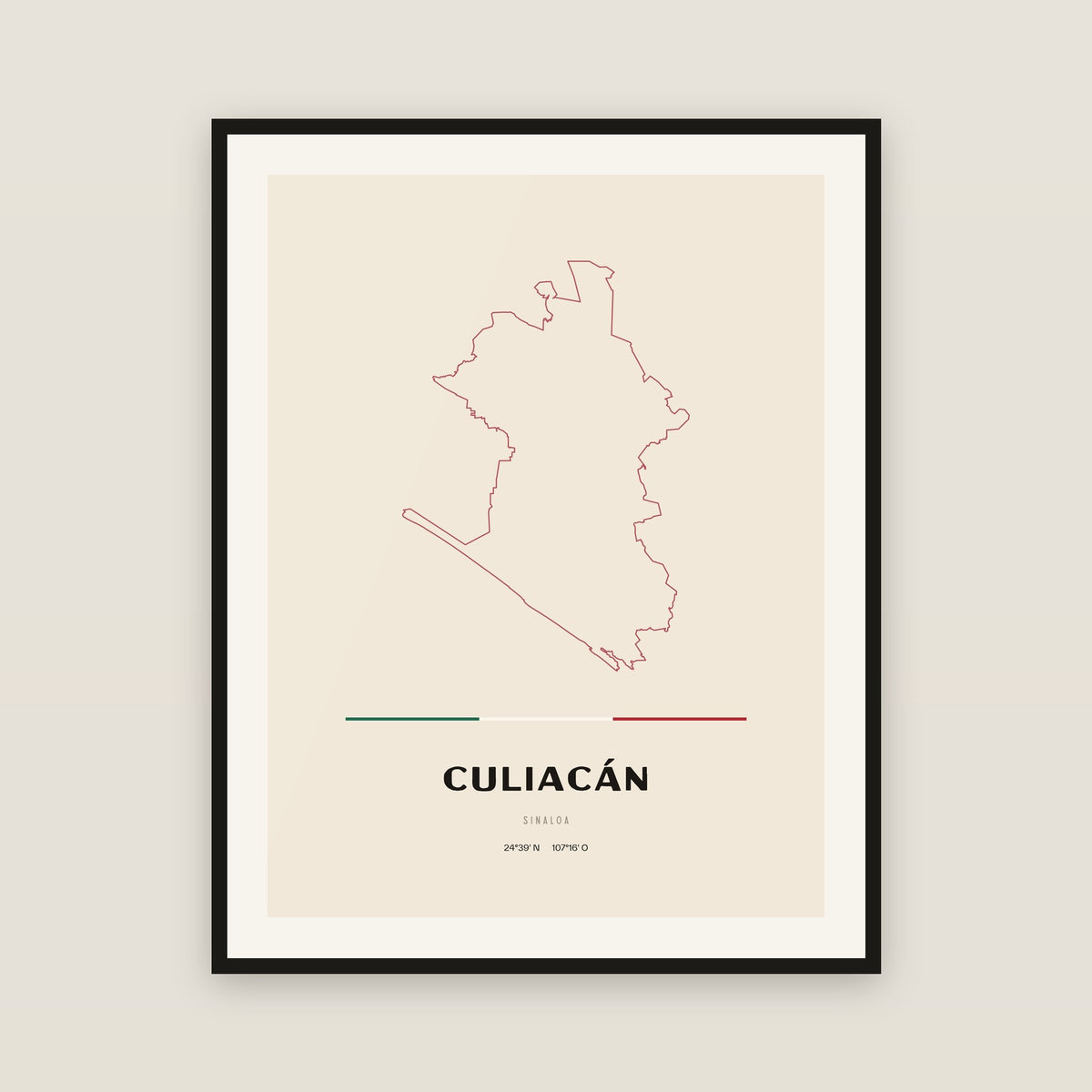 Culiacán, Sinaloa map print — exact INEGI boundary