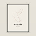 Mazatlán, Sinaloa map print — exact INEGI boundary