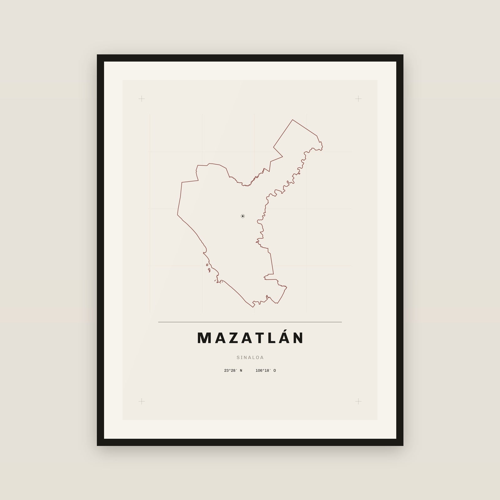 Mazatlán, Sinaloa map print — exact INEGI boundary