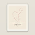Mazatlán, Sinaloa map print — exact INEGI boundary