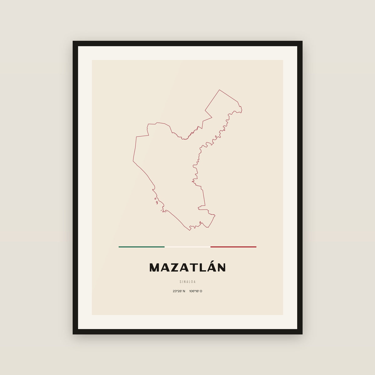 Mazatlán, Sinaloa map print — exact INEGI boundary