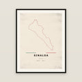 Sinaloa map print — exact INEGI boundary