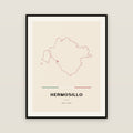 Hermosillo, Sonora map print — exact INEGI boundary