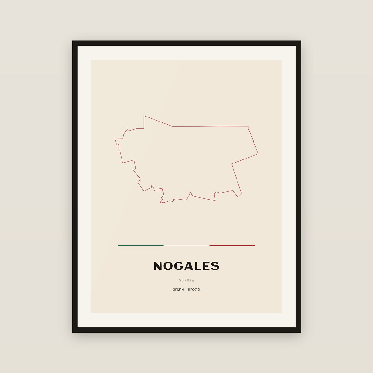 Nogales, Sonora map print — exact INEGI boundary