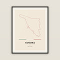 Sonora map print — exact INEGI boundary