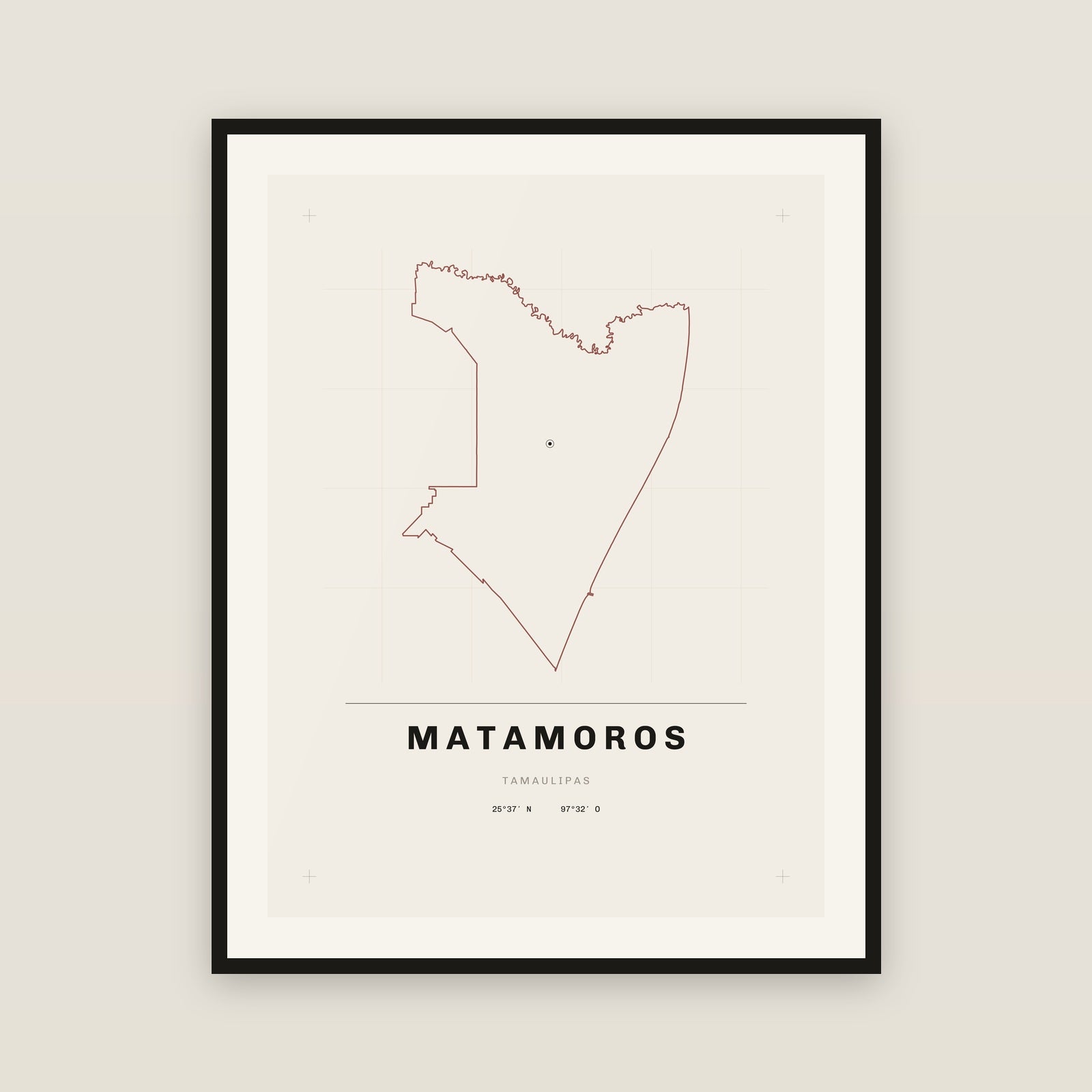 Matamoros, Tamaulipas map print — exact INEGI boundary