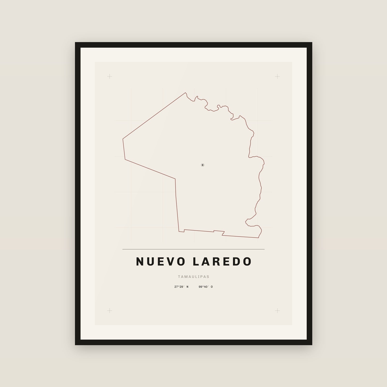 Nuevo Laredo, Tamaulipas map print — exact INEGI boundary