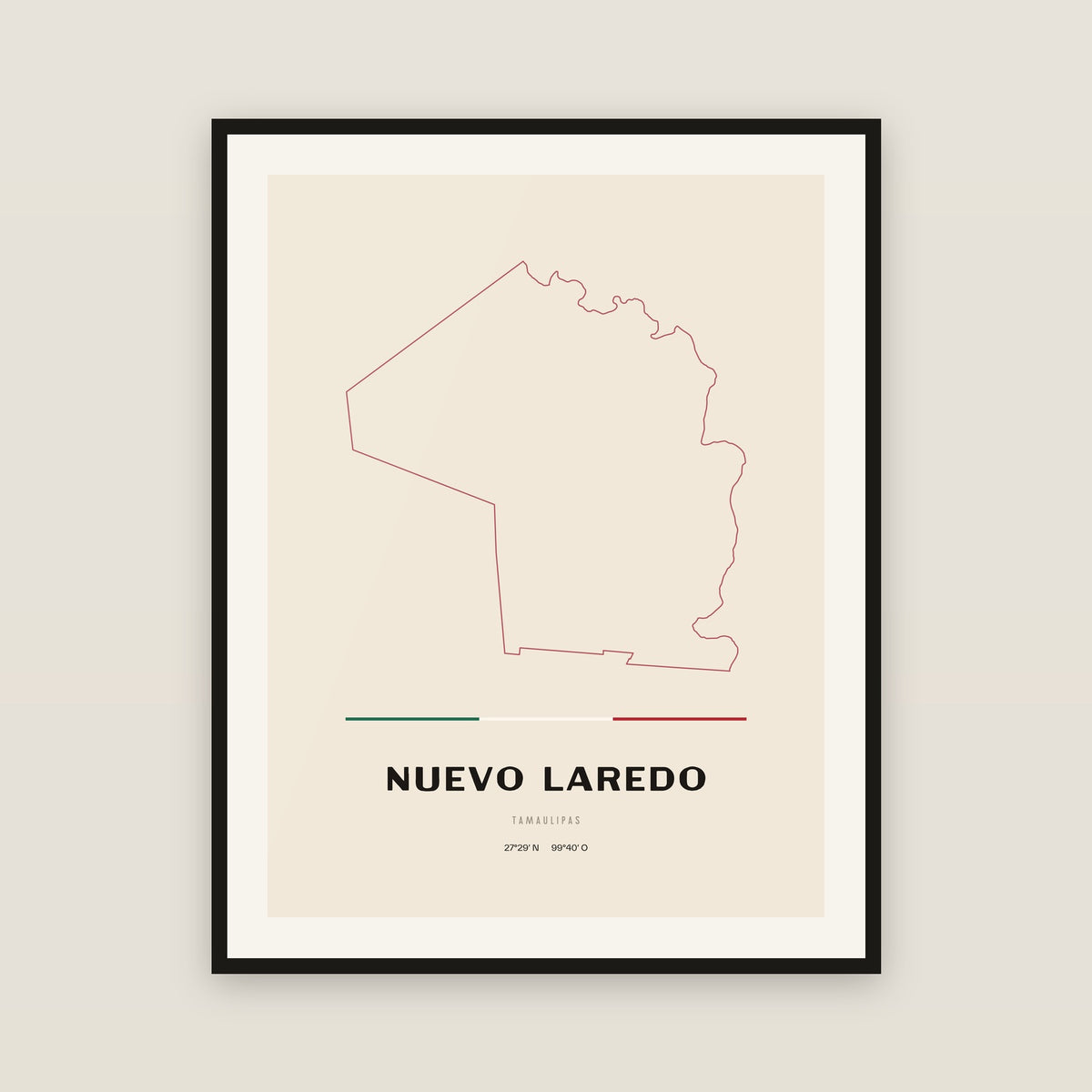 Nuevo Laredo, Tamaulipas map print — exact INEGI boundary