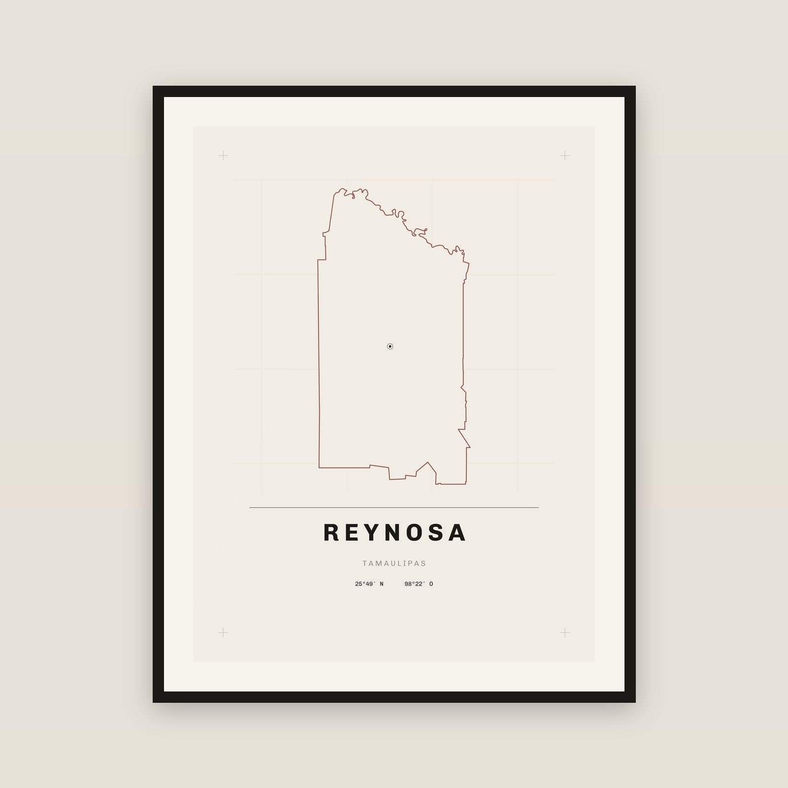 Reynosa, Tamaulipas map print — exact INEGI boundary