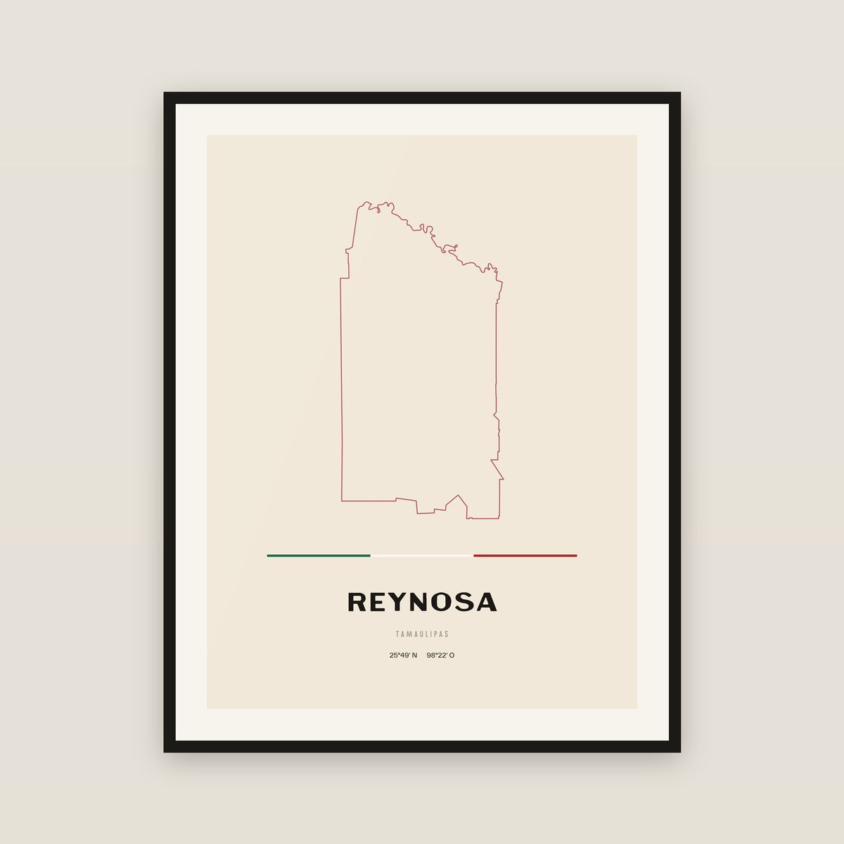 Reynosa, Tamaulipas map print — exact INEGI boundary