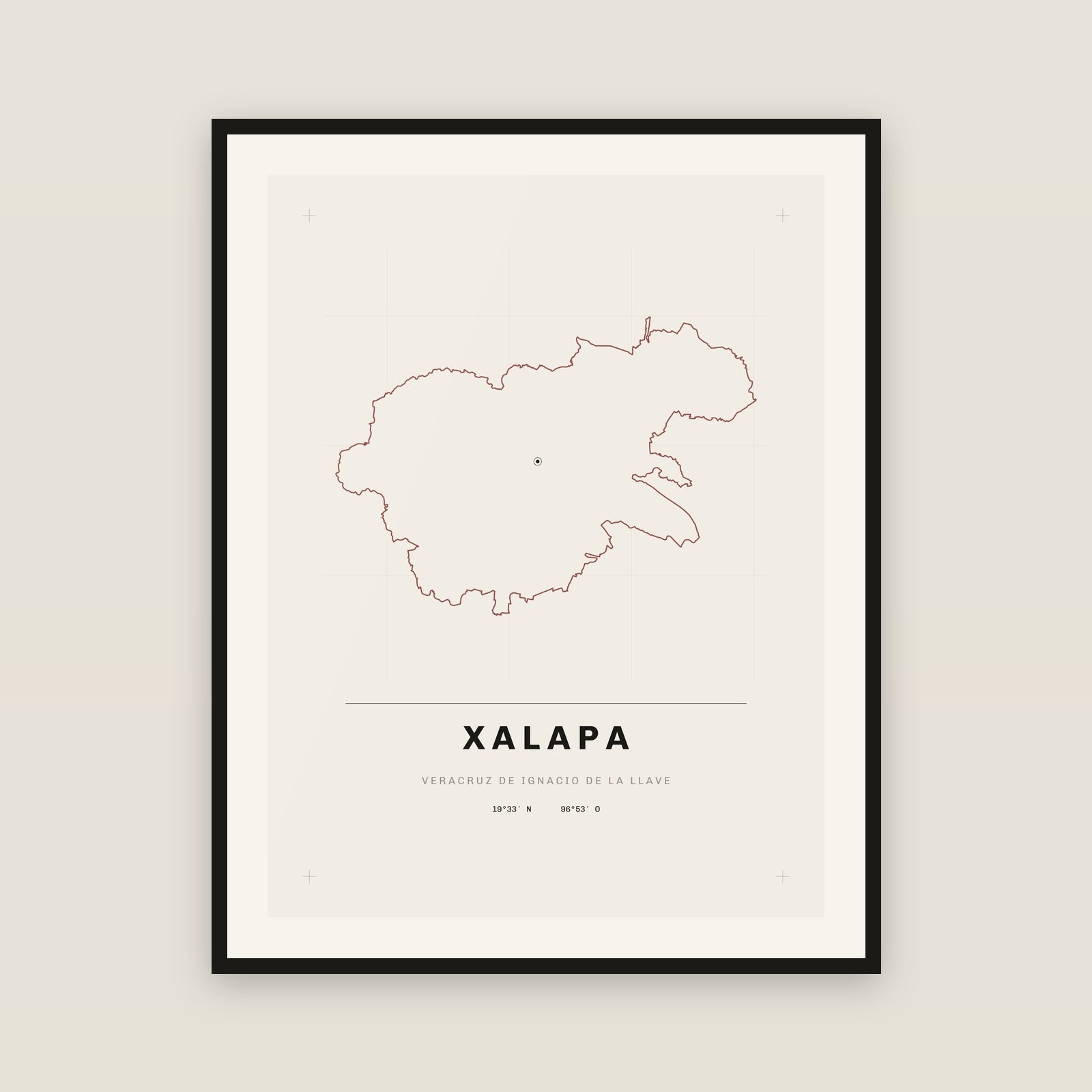 Xalapa, Veracruz de Ignacio de la Llave map print — exact INEGI boundary