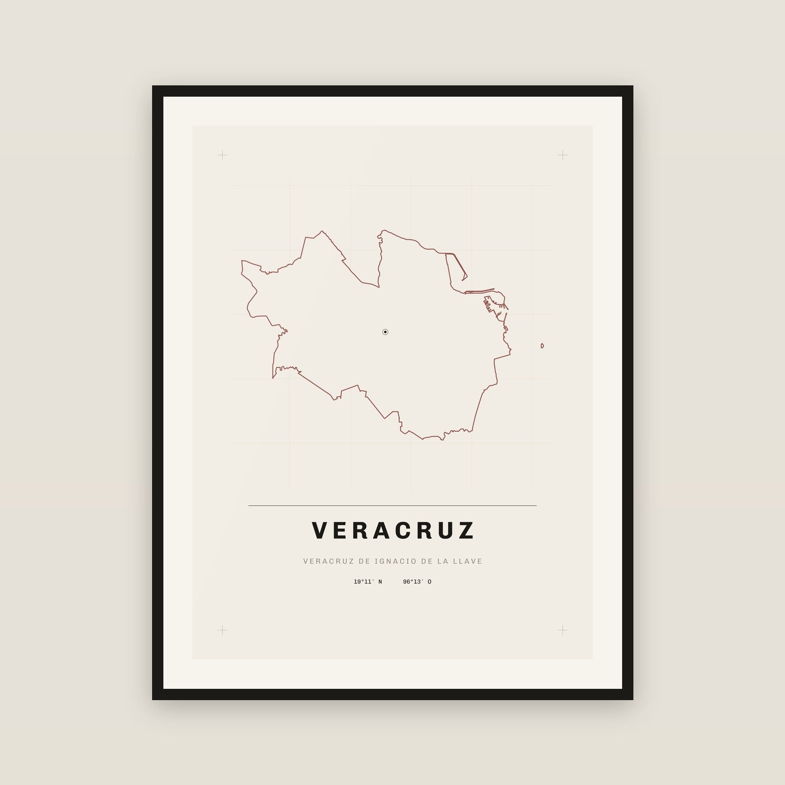 Veracruz, Veracruz de Ignacio de la Llave map print — exact INEGI boundary