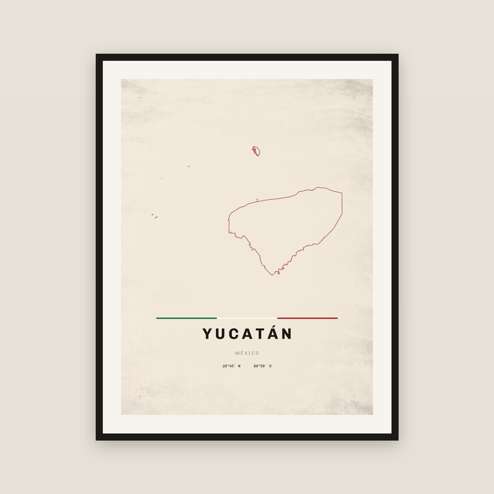 Yucatán map print — exact INEGI boundary