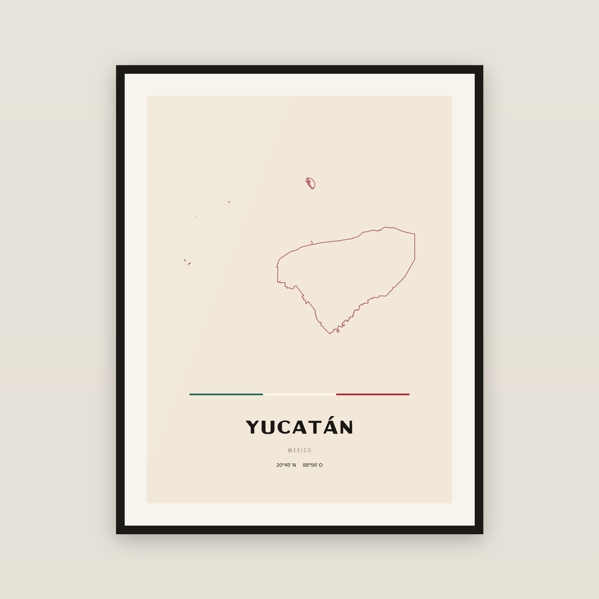 Yucatán map print — exact INEGI boundary