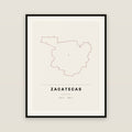 Zacatecas, Zacatecas map print — exact INEGI boundary