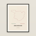 Zacatecas, Zacatecas map print — exact INEGI boundary