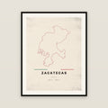 Zacatecas map print — exact INEGI boundary