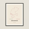 Zacatecas map print — exact INEGI boundary